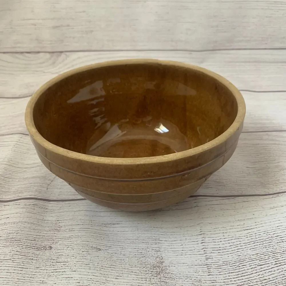 Vintage Brown Stoneware Beehive Mixing Bowl USA 8